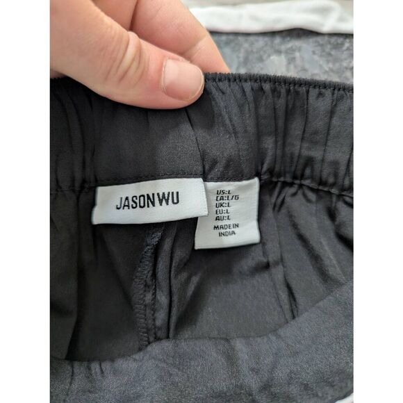 Jason Wu Striped Wide Leg Straight Pants women's size Large black white elevated - Picture 6 of 7